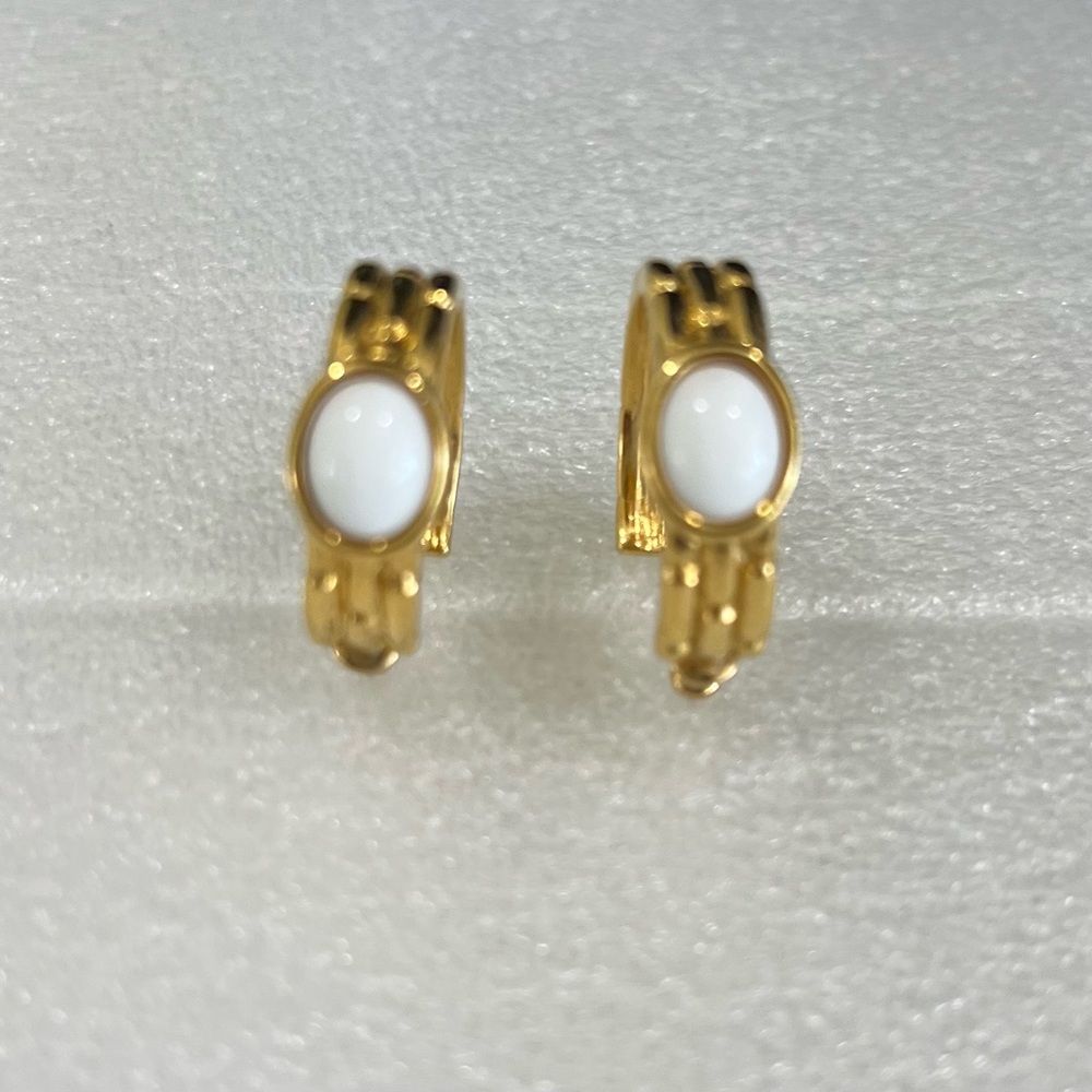 Elegant Gold and White Earrings